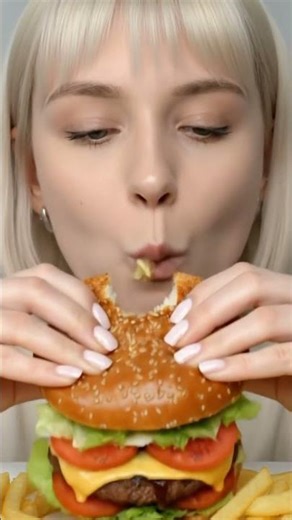 ASMR BURGER 🍔 JUICY CRUNCH SOUNDS #asmr #shorts