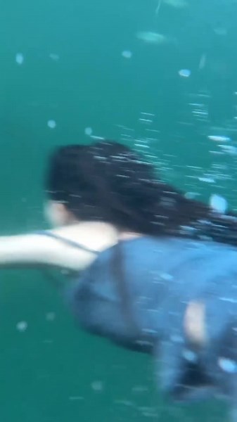 Underwater Swimming Scene Featuring Beautiful Woman