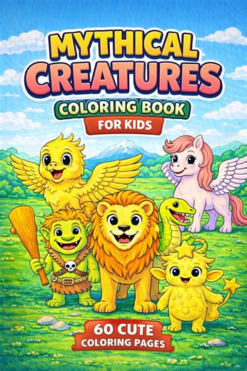 Mythical Creatures Coloring Book – 60 Fantasy Illustrations (PDF Download A4/US Letter Sizes) - Etsy