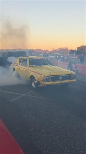 AMC Gremlin X trailer burnout at Leadfoot City checkpoint during Sick Week 2026
