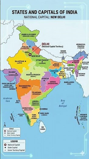 State and capital city of India on map, Indian State and union territories #mapsofindia
