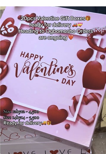 Valentine Gift Boxes packed and ready 🚗💝 Wholesales Giftstore🎁 Location 📍: Ibadan 09069930292 #ValentinesDay #viraltiktok #valentinedaygift #valentine #makemefamous #creatorsearchinsights