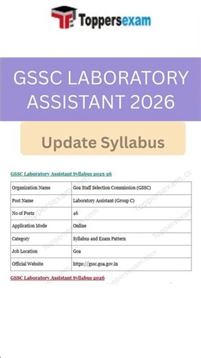 Gssc laboratory assistant syllabus 2026 | gssc laboratory assistant recruitment 2026 #youtube #yt