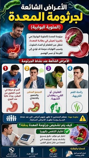 الأعراض الشائعة ل#جرثومة_المعدة | علامات الإصابة بالملوية البوابية وكيفية تشخيصها وعلاجها