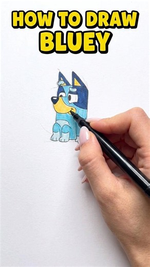 🐶💙 Bluey Heeler Drawing 📌 Create Puppy Art Work💡🎨 #shorts #drawing #RavlykArt