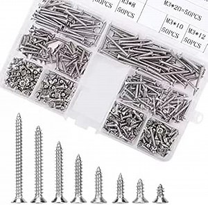 400 self M3 Tapping Screws #10 Flat Head Phillips Self Drilling Screws Sheet Metal Tek Screws Assortment Kit, for Wood Drywall Furniture Cabinet 6mm 8mm 10mm 12mm 16mm 18mm 20mm- Pack of 400
