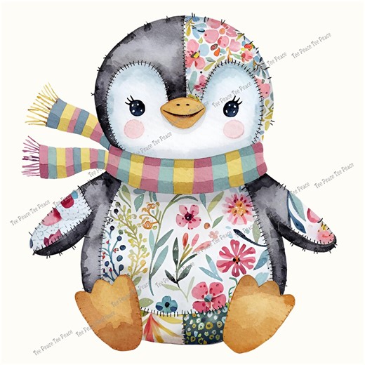 Patchwork Penguin Fabric Panel, Quilt Sewing Square, Multiple Sizes, Fc8m - Etsy