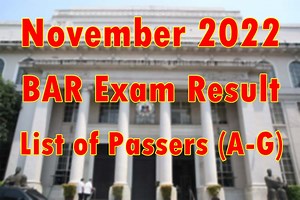 BAR Exam Result November 2022 – List of Passers (A-G)