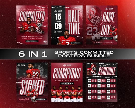 Sports Committed Poster, High School Commitment Social Media Flyer, Signing Day Template, Game Day Announcement, DIY Football Canva Design - Etsy