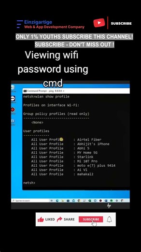 Subscribe 👍 Like ❤️ | How to View Your WiFi Password Using CMD in Windows #shorts #viral #tranding