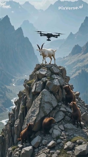 Drone saving goat's life.#viralvideo #animals #bear #shortsfeed