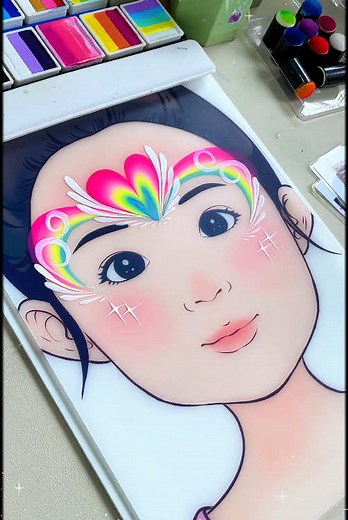 Vibrant Rainbow Heart Face Painting for Any Event