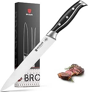 BRODARK Carving Knife Set, German Stainless Steel Carving Knife and Fork, 2-Piece Carving Set for Meat, Turkey, BBQ, Full Tang Ergonomic Handle Slicing Knife Set with Gift Box