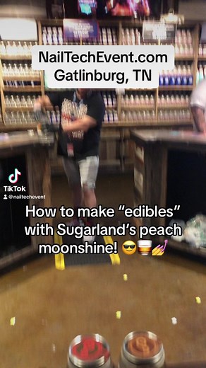 70 proof Sugarlands Shine “American Peach” moonshine is smooth with a light peach flavor that goes great in various cocktails! 弄 Gatlinburg Tennessee #nailtecheventofthesmokies #nailshow #moonshinetasting #nailtechfun #nailtechs | Nail Tech Event of the Smokies | Facebook