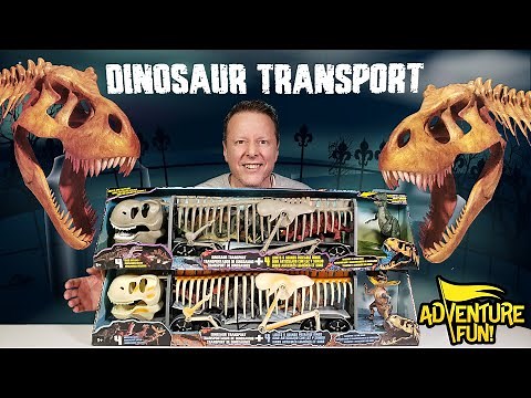 Jurassic Dinosaur Bones Transport T-Rex with 4 Lights & Sounds Dinos Toy Review AdventureFun!