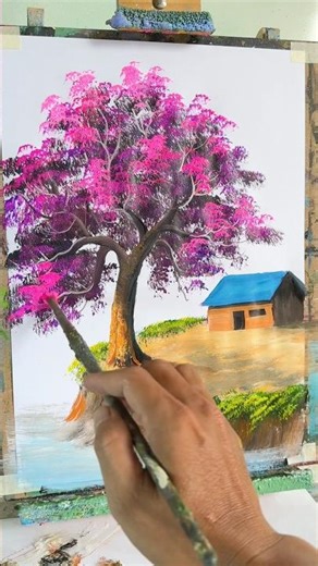 065 - Easy Way to Paint Pink Leaves with a Soft Brush | Treeflow Art