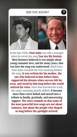 The Real Story Behind “You Are My Destiny” by Paul Anka