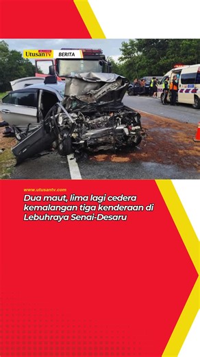 27 DIS 25: DUA lelaki maut dalam nahas membabitkan tiga kenderaan jenis Proton Saga, Proton Wira dan Perodua Myvi di Kilometer 45.6 Lebuhraya Senai-Desaru, awal pagi tadi. Kejadian yang berlaku kira-kira pukul 5.37 pagi itu turut mengakibatkan lima lagi individu mengalami kecederaan. Klik kotak hijau untuk berita lanjut.📰 #trendingnewsmalaysia #beritaditiktok #senaidesaruhighway #kemalanganjalanraya
