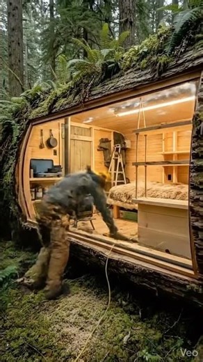 From Hollow Log to Cozy Survival Cabin 🔥 | Epic Forest Build Timelapse