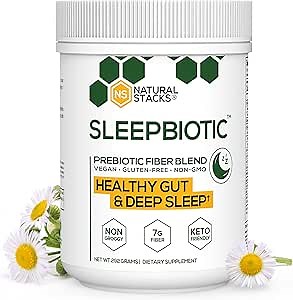 SleepBiotic Prebiotic Fiber Blend - Prebiotic Fiber Powder w/German Chamomile & Green Banana Flour - Prebiotic Powder Fiber Supplement for Healthy Gut 292g [20 Servings]