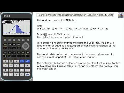Normal Distribution Probabilities Using Distribution Mode On A Casio fx-CG50