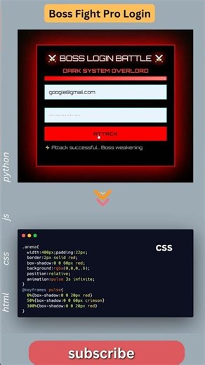 13 January 2026Final Attack Login Feels ALIVE ⚡ Unleash the POWER! #WebDev #AnimeUI #LoginUI #HTML