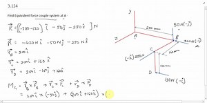 Four forces are applied to the machine component A B D E as shown. Replace these forces with an equivalent force-couple system at A. | Numerade
