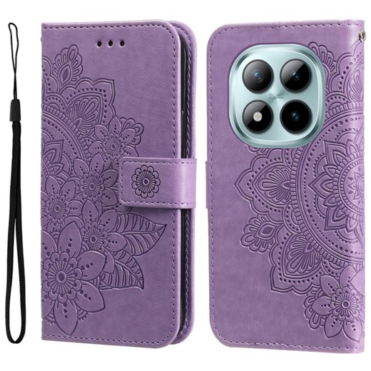 [$1.90] For Redmi Note 15 Pro+ 5G 163.3mm / Poco M8 Pro 5G Seven-petal Flowers Embossing Leather Phone Case(Light Purple)