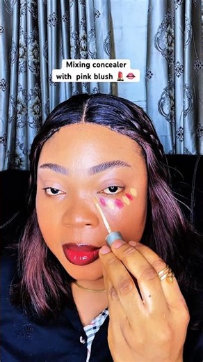 How I mixed pink blush and concealer 💄👄