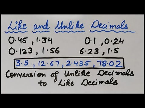 Like and Unlike Decimals | Conversion of Unlike Decimals to Like Decimals