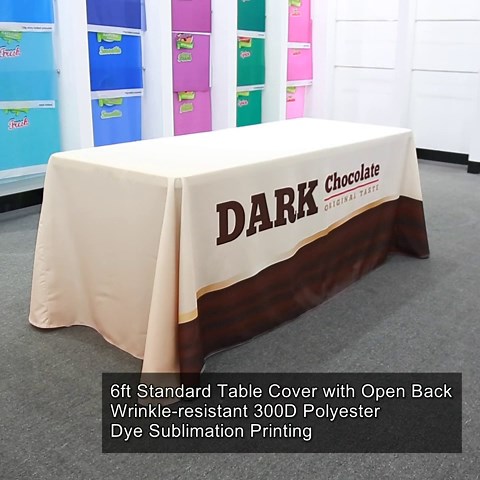 Custom Table Cloth 6ft Royal Blue with Business Logo Image or Text Polyester Rectangular Personalised Table Throw for Trade Shows Business Events Logo Washable