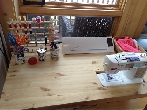 Sewing table with cutout for sewing machine