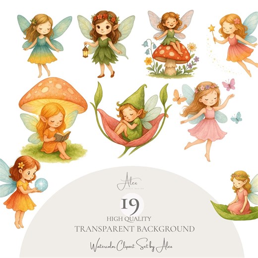 Fairy Clipart Set, Cute Forest Fairy PNG Bundle, Magical Whimsical Fairy Clipart, Transparent PNG, Fast Download, Commercial Use - Etsy