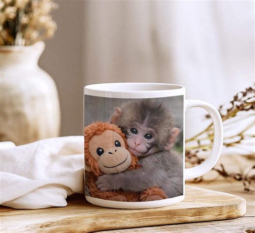 Punch the Monkey Ceramic Mug, Viral Panchi-kun Japanese Macaque Cup, Emotional Support Animal Lover Gift, Hang in There Encouragement Mug - Etsy