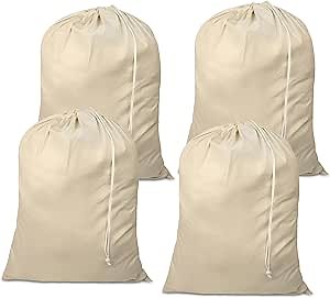 Amazon.com: Lenenz 4 Pack Reusable Laundry Bags - 100% Cotton Multi Purpose Travel Laundry Bag - Durable & Machine Washable - Large Laundry Bag 28 x 36" : Home & Kitchen