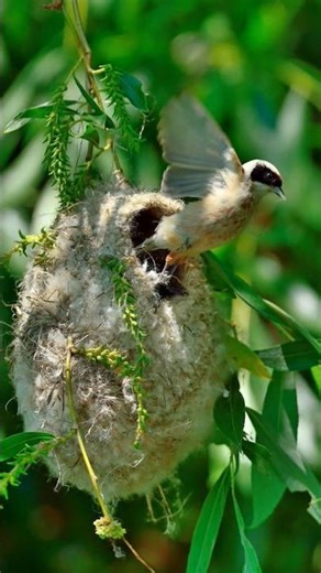 Penduline Tit Builds A Secret Door Nest 😱
