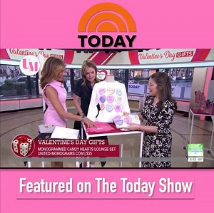 A throwback to when the 'Today' show featured our 'Candy Hearts' graphic monogram sweatshirt! All Candy Heart Monograms: https://www.united-monograms.com/collections/valentines-day-candy-hearts-monograms | United Monograms