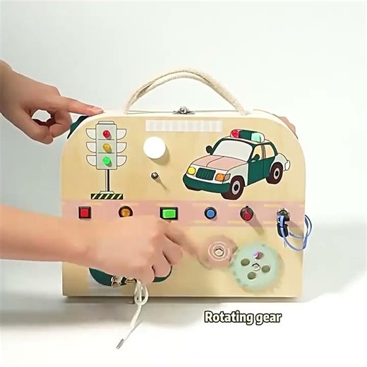 double sided Montessori Wooden Busy Board Toolbox #toys #learningthroughplay #busyboard #toystoys