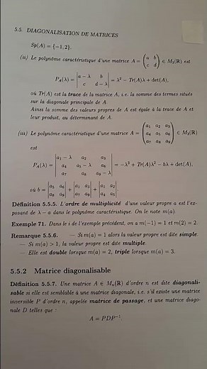 #Diagonalisation de matrice #trace d'une matrice #L'ordre de multiplicité d'une valeur propre