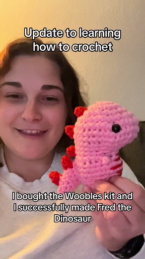 I made Fred the Dinosaur from the @The Woobles beginner crochet kit! #woobles #crochet #crochetersoftiktok