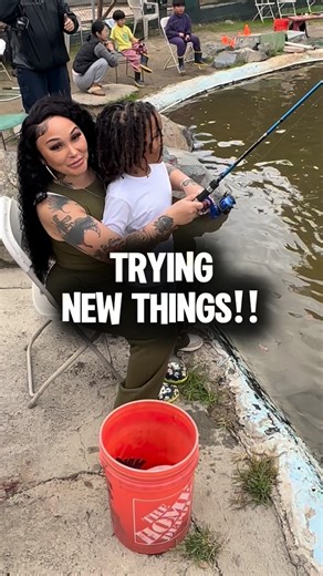 QueenC on Instagram: "Booga wanted to fish so I made that happen 🙌🏽 Huckleberry Pond in Anaheim, CA. #tryingnewthings #fishing #boymom #boymomlife"