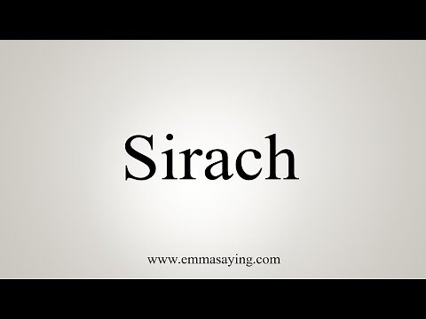 How To Say Sirach
