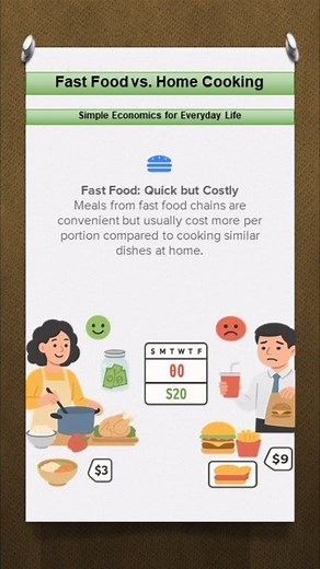 Fast food vs Home Cooking. Economics of Everyday Life. #Economics #fastfood #homecooking #SimpleExplanation #shortseducation #educationalreels #educationalcontent #education | Economics | Facebook
