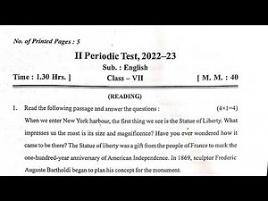 Class-7 English / PT-2 Sample Question Paper of PERIODIC TEST-2 For KENDRIYA VIDYALAYA Students