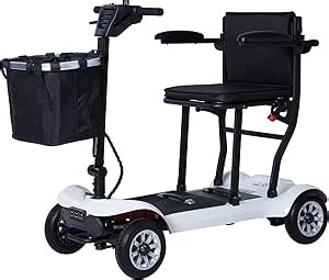 Ultra Lightweight Mobility Scooter for Adults, Electric Powered Mobility Scooter, 39.7 lbs Folding Design with 2 Lithium Batteries, Travel up to 18.6 Miles Airline Approved-White