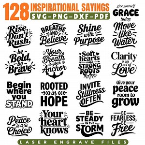 Laser Engrave Files Inspirational Sayings Svg Png Pdf & Dxf Bundle Instant Downloads - Etsy