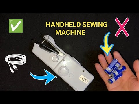 Handheld sewing machine battery power data cable operated easy trick