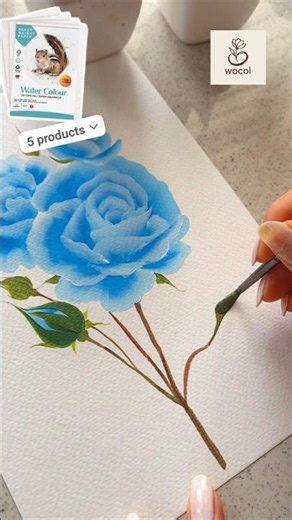 Blue rose painting in Easy strokes #wocol #artvideo #123watercolorflowers #floralartist