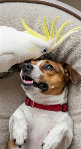 Dog and Cockatoo Snuggle Buddies Are Too Cute Best Friendship Goals #Pets #CuteAnimals #Friendship