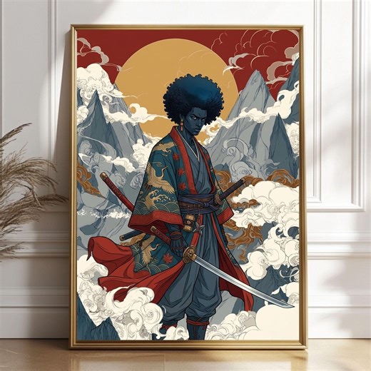Afro Samurai Warrior Art | Japanese Inspired Afrocentric Poster (digital Print) - Etsy